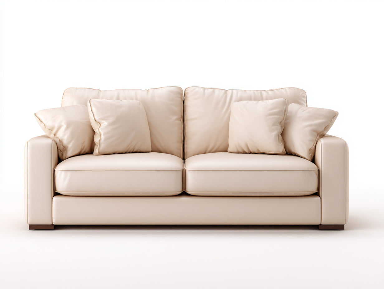 Zweisitzer Sofa Kunstleder 190x90x85 cm - Beige-Dunkelbraun - Modernes Sofa mit breiten Armlehnen