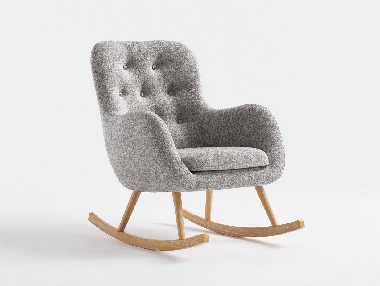 Schaukelstühle mit Stoffbezug 76x86x94 cm - Grau - Holz Kufen - klassisches Design