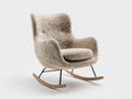 Schaukelstühle Bouclé Stoff 74 x 88 x 94 cm - Beige-Naturfarben-Schwarz - für Wohnzimmer und Ruhebereich