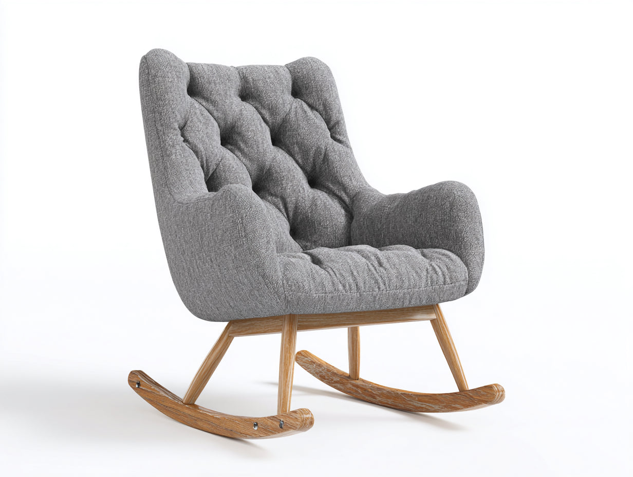 Schaukelstühle Stoff 82 x 92 x 105 cm - Grau-Naturfarben - mit hoher Rückenlehne