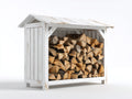 Kaminholzregal Holz 160x60x145 cm - Weiß - Überdachtes Kaminholzregal für den Außenbereich