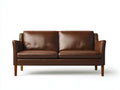 Zweisitzer Sofa mit Lederbezug 180x83x79 cm - Braun - Holzbeine - modernes Design