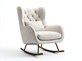 Schaukelstühle Stoff Metall 82x92x105 cm - beige-schwarz-gold - Ohrensessel mit Kufen