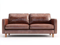 Zweisitzer Sofa Kunstleder 186x92x84 cm - Braun-Natur - Modernes Gepolstertes Sofa im Vintage Stil