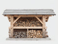 Kaminholzregal Holz 240x80x175 cm - natur-grau - großes Holzlager mit Schutzdach