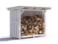 Kaminholzregal Holz 180x70x145 cm - weiß-natur - offenes Holzlager mit Schutzdach