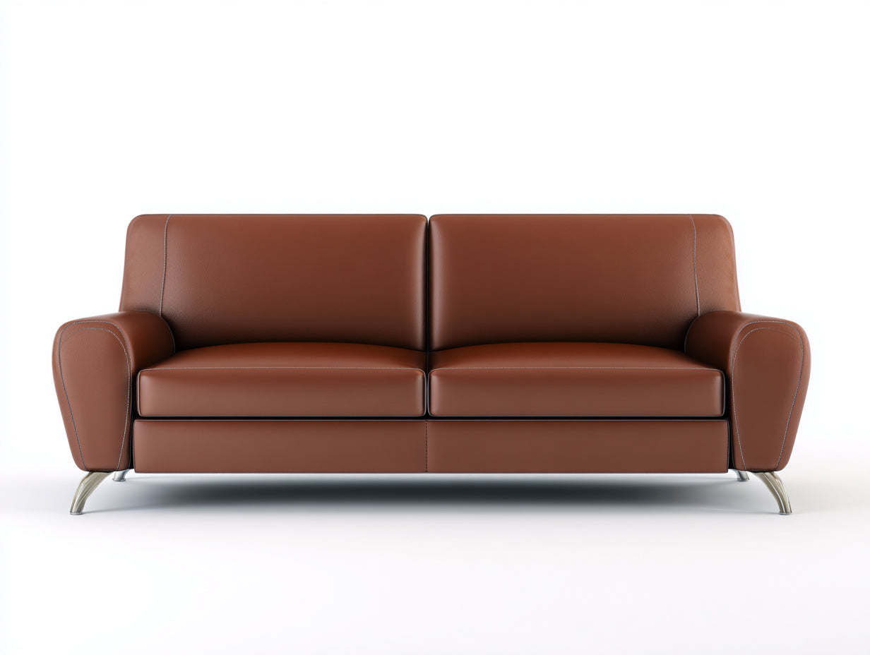 Zweisitzer Sofa Kunstleder Metall 190x85x82 cm - braun-silber - modernes Wohnzimmer Sofa