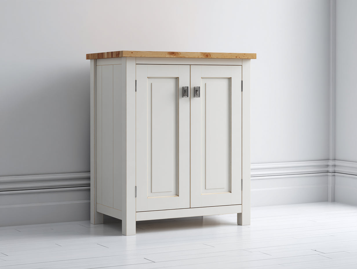 Sideboards aus Holz 95x42x86 cm - Weiß und Naturholz - Landhaus Design für Wohnzimmer