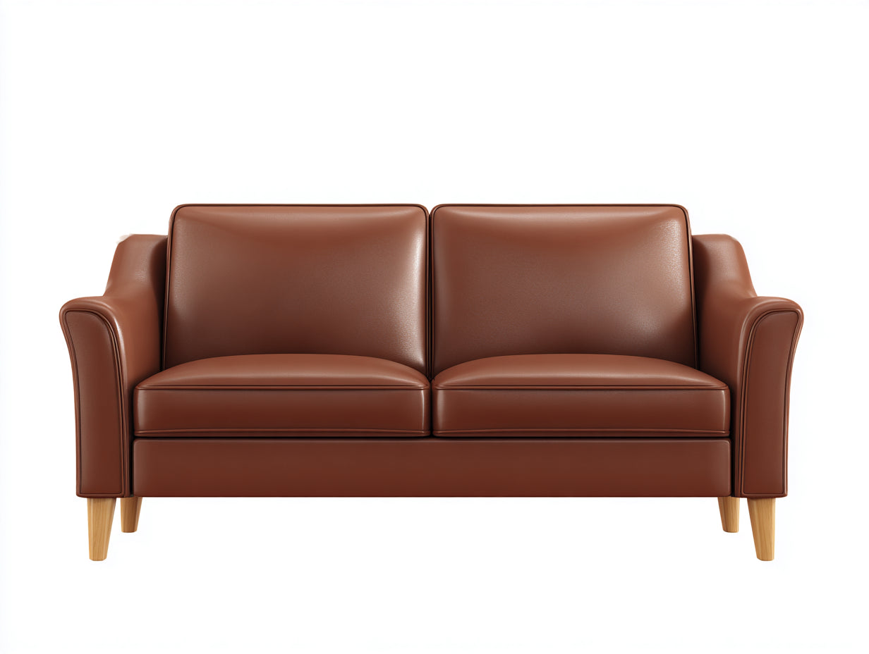 Zweisitzer Sofa Kunstleder 175 x 86 x 82 cm - Braun-Naturfarben - für Wohnzimmer