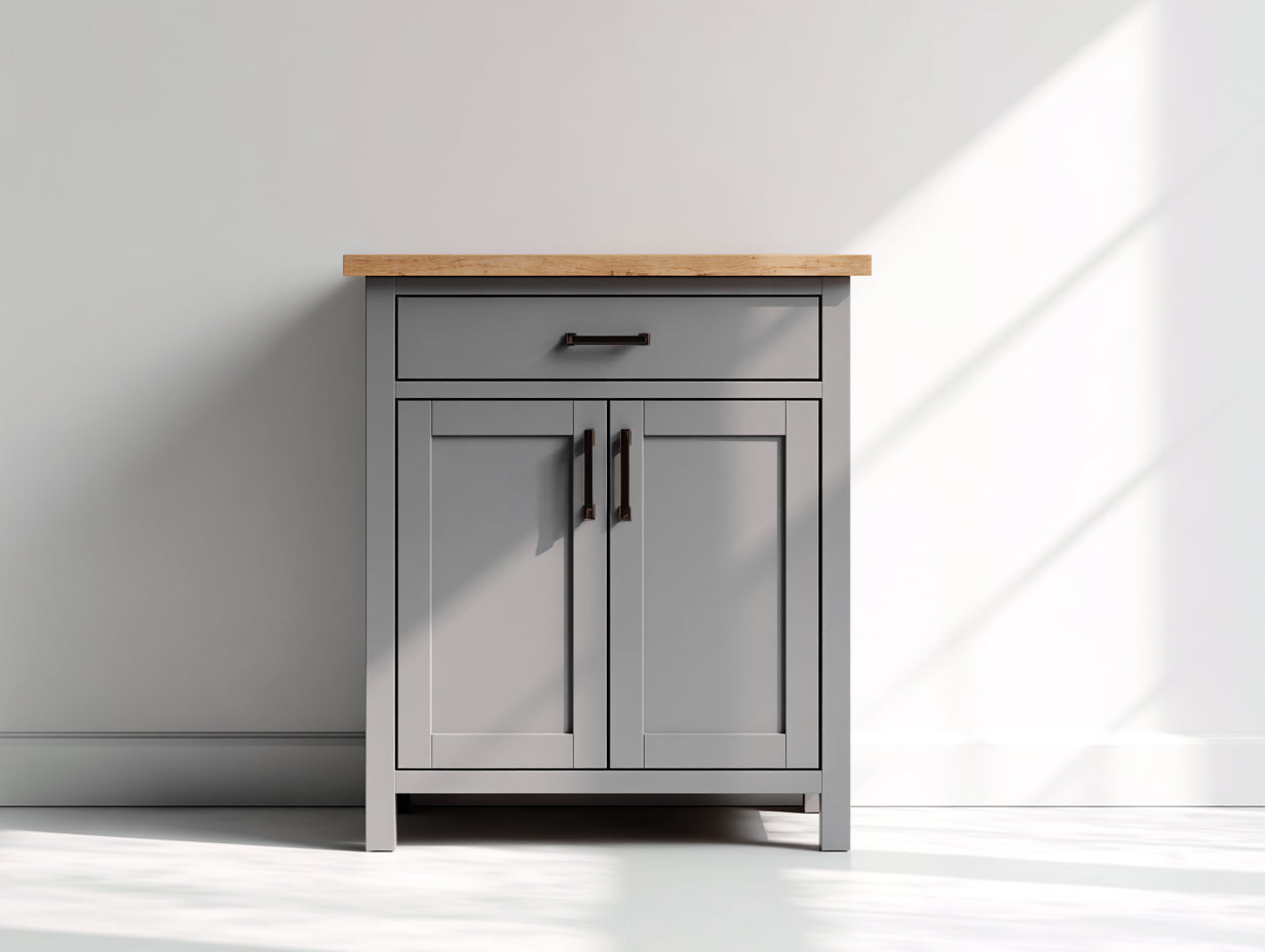 Sideboards Holzwerkstoff 80x40x92 cm - Grau-Natur - Kompaktes Sideboard mit Stauraum