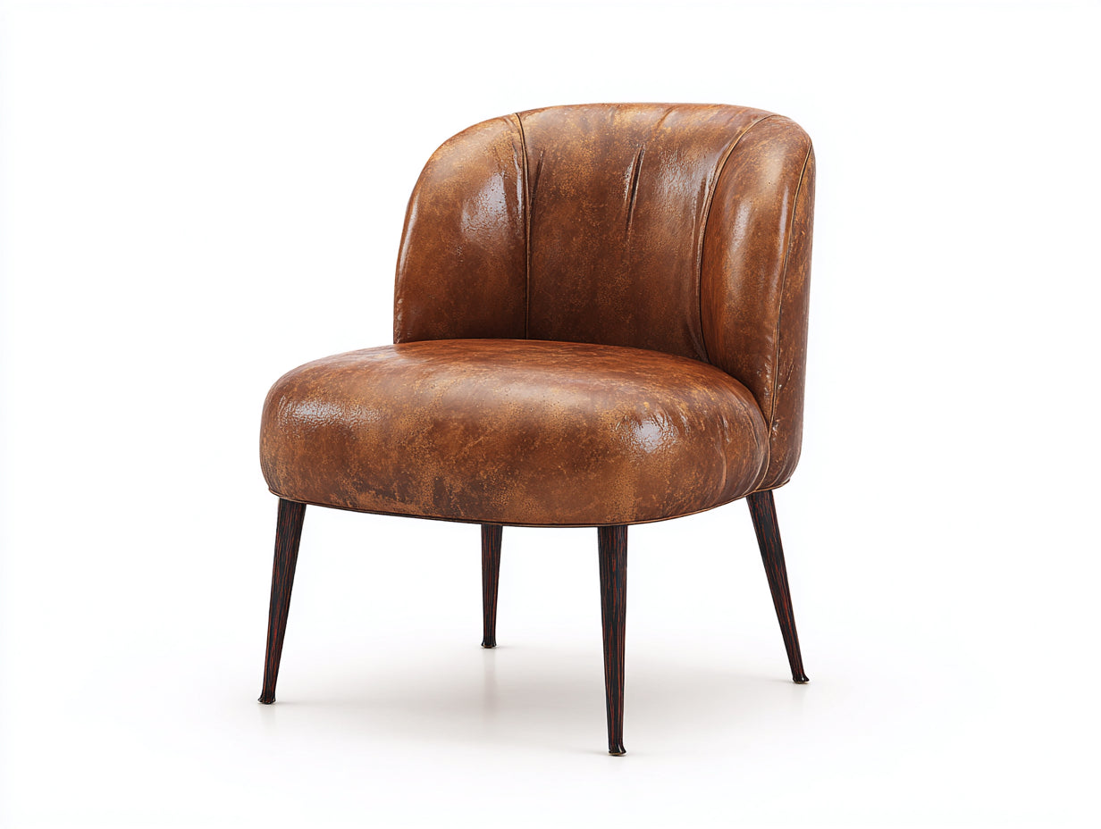 Esszimmerstühle Kunstleder Holz 62x58x78 cm - braun - gepolsterter Loungestuhl im Vintage Stil