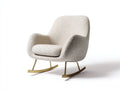 Schaukelstühle Stoff Metall 78x89x97 cm - beige-gold - moderner Schaukelstuhl mit Kufen