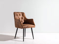 Esszimmerstühle aus Kunstleder und Metall 58x60x86 cm - Braun und Schwarz - Vintage Design für Esszimmer
